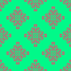 Pink and green retro pattern with geometric form