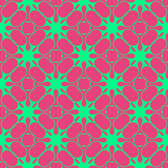 Pink and green retro pattern with geometric form