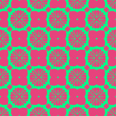Pink and green retro pattern with geometric form