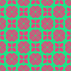Pink and green retro pattern with geometric form