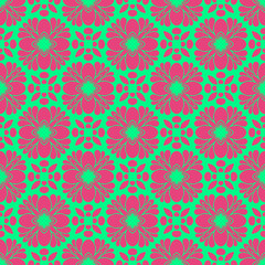 Pink and green retro pattern with geometric form