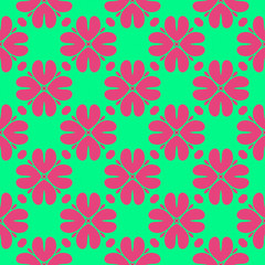 Pink and green retro pattern with geometric form