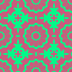 Pink and green retro pattern with geometric form