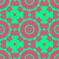 Pink and green retro pattern with geometric form