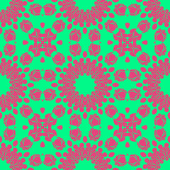 Pink and green retro pattern with geometric form