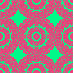 Pink and green retro pattern with geometric form
