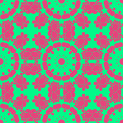 Pink and green retro pattern with geometric form