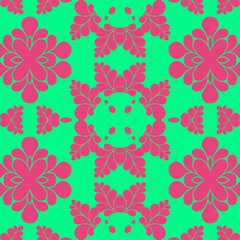 Pink and green retro pattern with geometric form