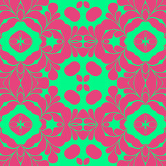 Pink and green retro pattern with geometric form