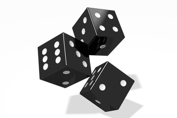 3D black dice on white background