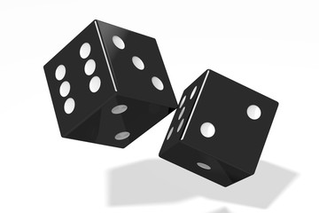3D black dice on white background