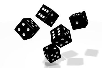 3D black dice on white background