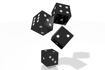 3D black dice on white background