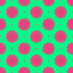 Pink and green retro pattern with geometric form