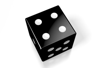 3D black dice on white background - four