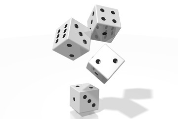 3D white dice on white background