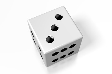 3D white dice on white background