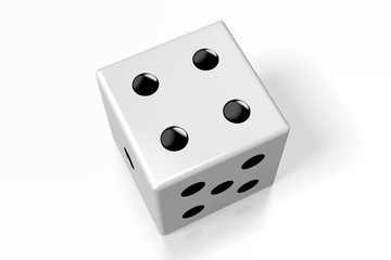 3D white dice on white background