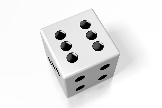3D white dice on white background