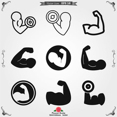 Biceps icon, muscle strength or power vector icon