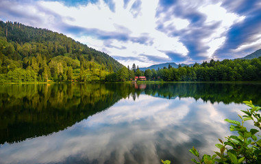 Fototapeta premium lake in mountains and house bolu in Turkey