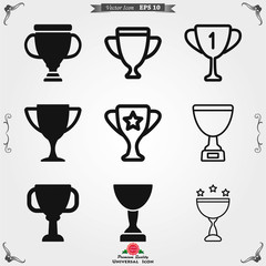Trophy cup vector icon. Sport competition silhouette symbol.