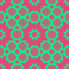 green and pink color floral spring pattern