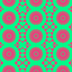 green and pink color floral spring pattern