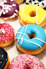 donuts in different glazes with chocolate