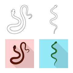 Vector illustration of mammal and danger logo. Collection of mammal and medicine stock vector illustration.