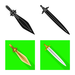 Isolated object of game  and armor  sign. Set of game  and blade  stock symbol for web.