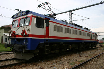 Fototapeta premium Electric locomotives and their electronic circuits from modern means of transport. These trains don't pollute the air at all.