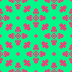 Obraz premium Floral pattern with abstract geometric form, green and pink color
