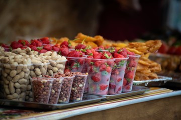 Healthy food peanuts strawberry nature health 