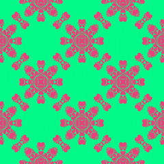 Floral pattern with abstract geometric form, green and pink color