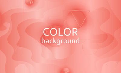 Coral color background. Fluid shapes pattern.