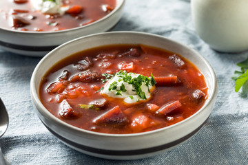 Homemade Russian Beet Borscht Soup
