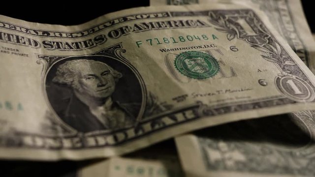 Dollar bills, money background. Dollars money set Slow Pan With Shallow Dof and smoke. Dollars, money close up.