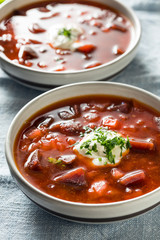 Homemade Russian Beet Borscht Soup