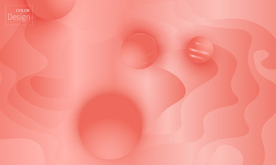 Coral color background. Fluid shapes pattern.