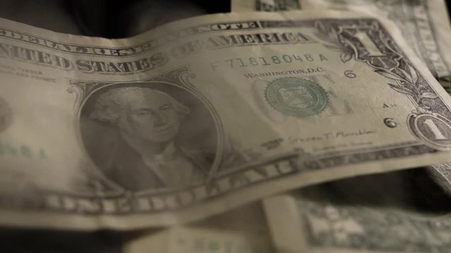 Smoke Over Dollar bills, money background. Dollars money set Slow With Shallow Dof and smoke. Dollars, money close up.