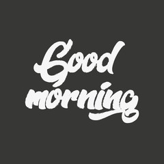 Good Morning lettering. Calligraphy good morning. Inscription handwriting Good morning. Vector illustration of a phrase good morning in English.