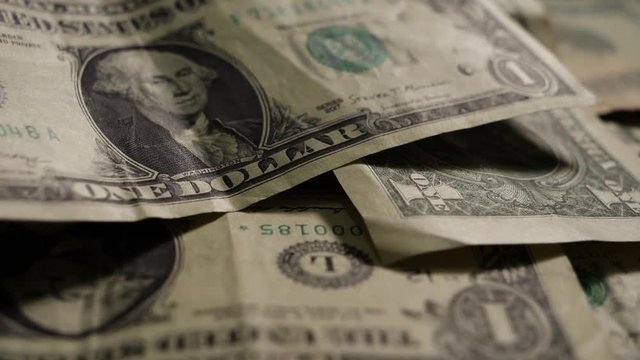 Dollars money set Slow Pan With Shallow Dof. Dollar bills, money background. Dollars, money close up.