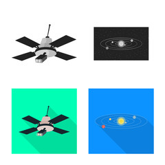 Vector illustration of astronomy and technology  sign. Collection of astronomy and sky stock vector illustration.