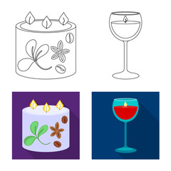 Vector design of relaxation and flame icon. Collection of relaxation and wax vector icon for stock.