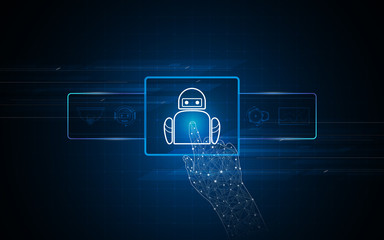 hand touching futuristic icon virtual hologram iot innovative concept