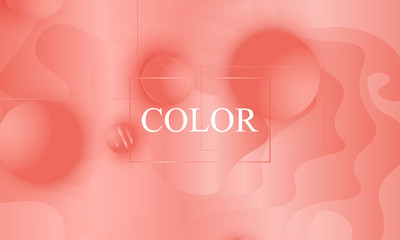 Coral color background. Fluid shapes pattern.
