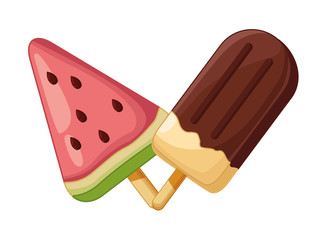 Delicious popsicle ice creams cartoons