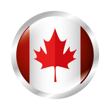 maple leaf canadian button vector illustration
