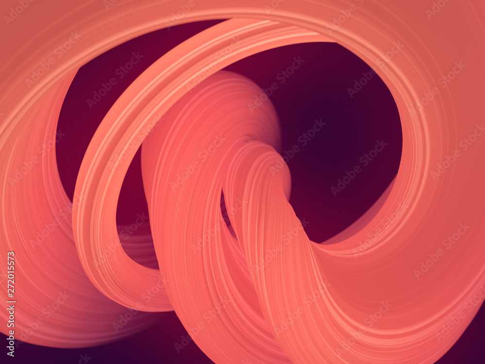 Poster Colored twisted shape. Computer generated abstract geometric 3D render illustration